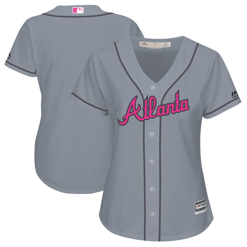 2017 Mother's Day Atlanta Braves Women Gray Cool Base Replica Jersey