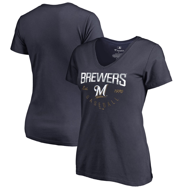 Women Milwaukee Brewers Navy Live For It T-Shirt