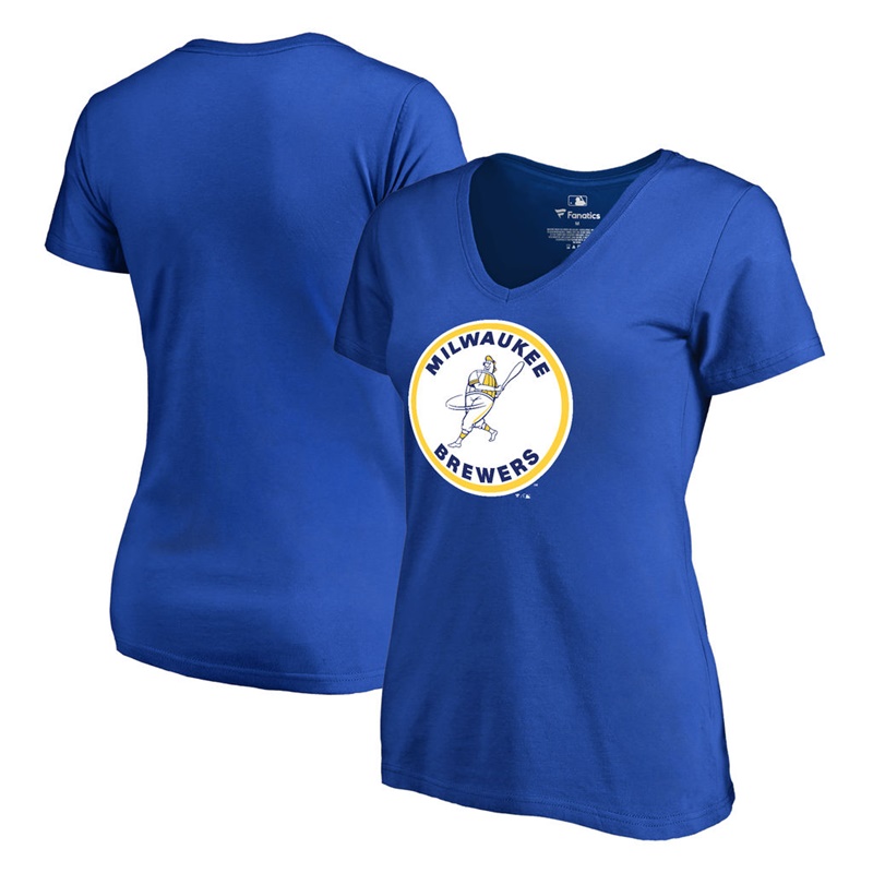 Women Milwaukee Brewers Royal Cooperstown Collection Forbes T-Shirt