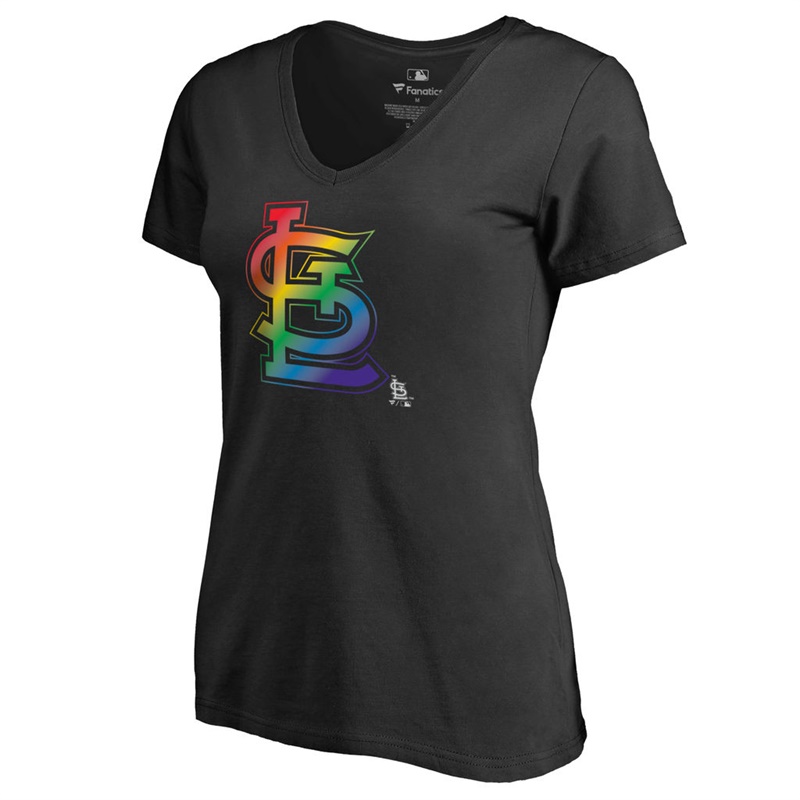 Women St. Louis Cardinals V-Neck Pride Black T-Shirt