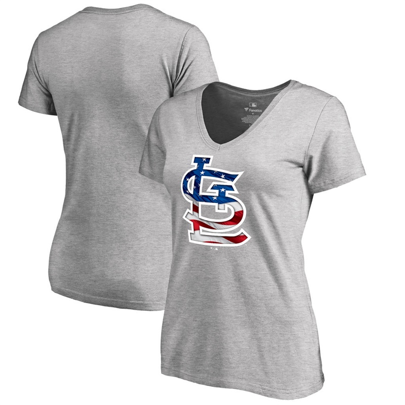 Women St. Louis Cardinals Slim Fit Banner Wave Gray T-Shirt