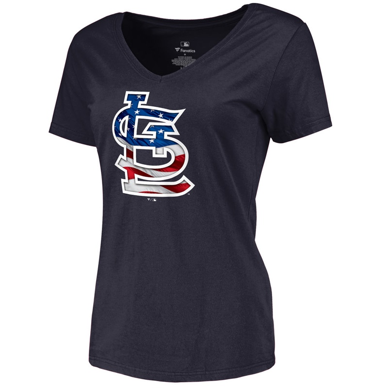 Women St. Louis Cardinals Slim Fit Banner Wave Navy T-Shirt