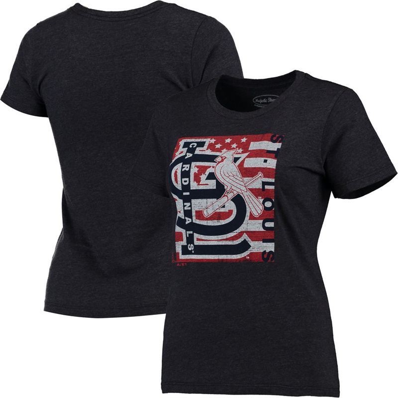 St. Louis Cardinals Navy Stars & Stripes Flag T-Shirt -  Women