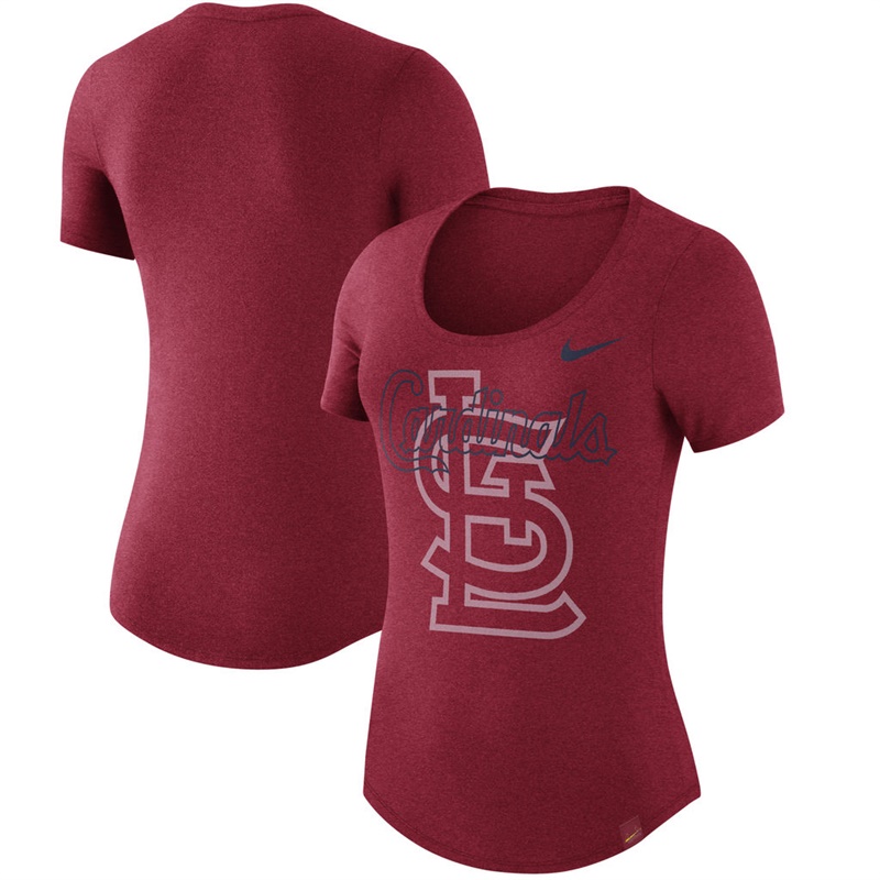 Women St. Louis Cardinals Burnout Scoop Neck Performance Red T-Shirt