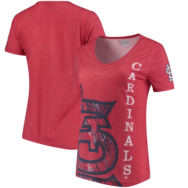 Women St. Louis Cardinals V-Neck Static Rain Red T-Shirt