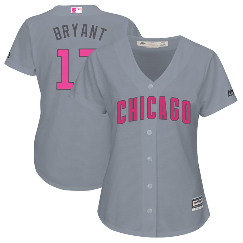 Women 2017 Mother's Day Chicago Cubs #17 Kris Bryant Gray Cool Base Jersey