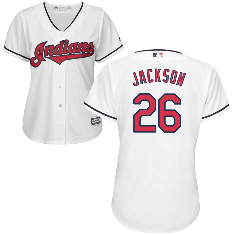 Women Cleveland Indians #26 Austin Jackson Home White Cool Base Jersey