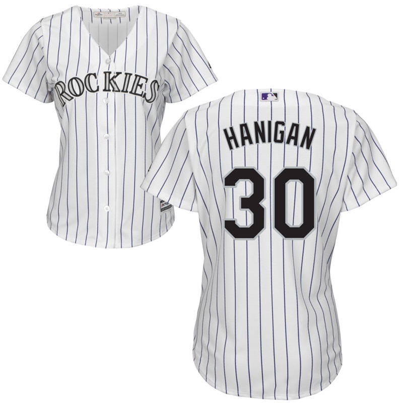 Women Colorado Rockies #30 Ryan Hanigan Home White Cool Base Jersey