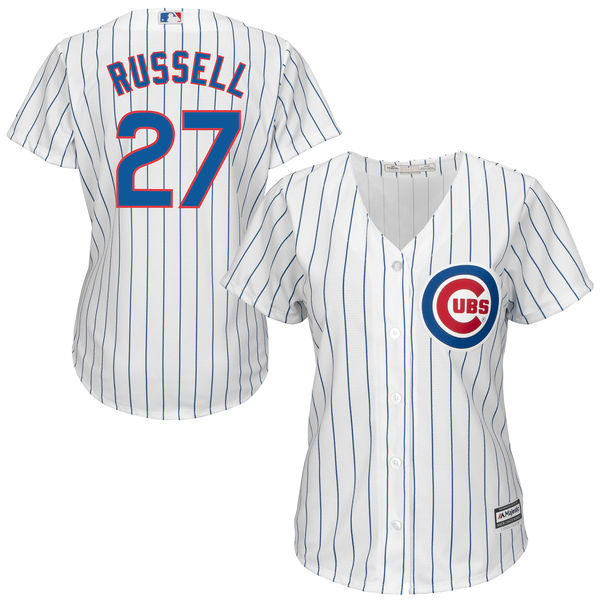 Women's Addison Russell #27 Chicago Cubs White Official Cool Base Player Jersey