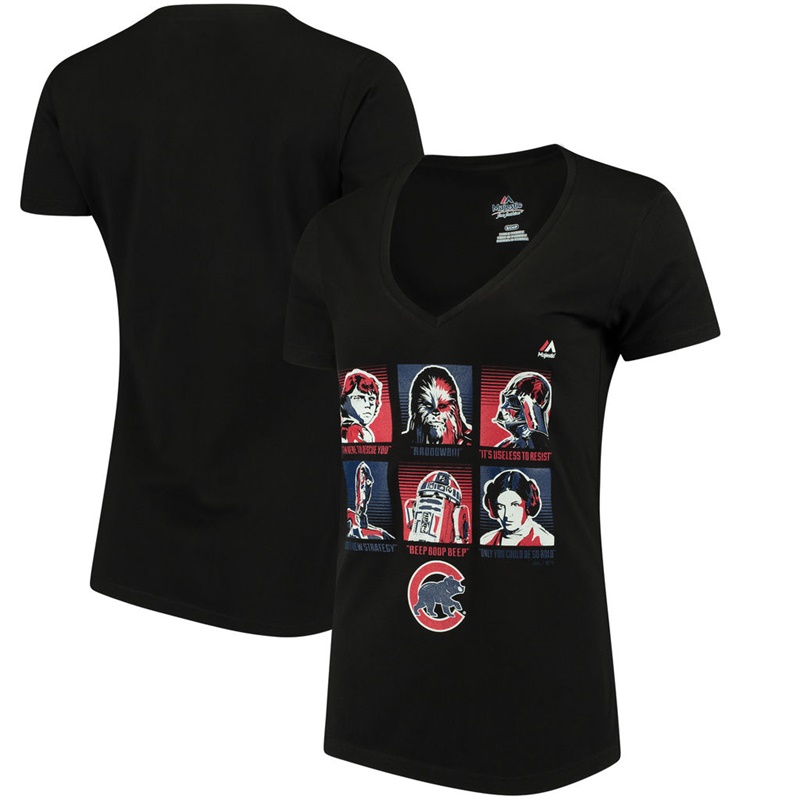 Chicago Cubs Black Main Characters II T-Shirt- Women