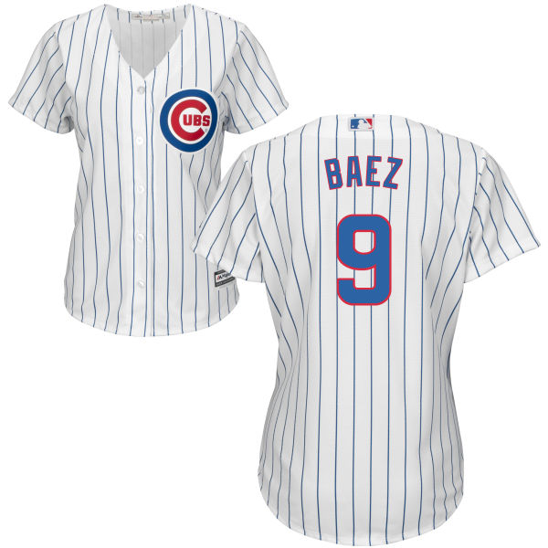 Women's Javier Baez #9 Chicago Cubs White Official Cool Base Player Jersey