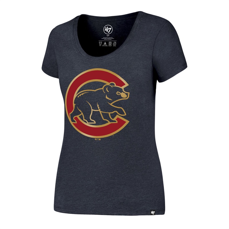 Women Chicago Cubs Navy 2017 Gold Program Club Scoop Neck T-Shirt