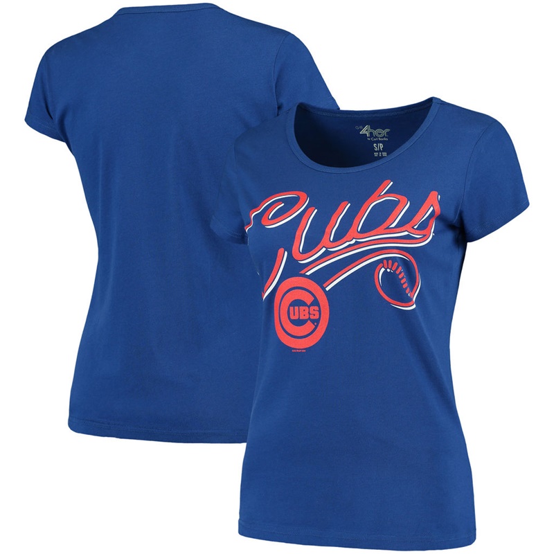 Women Chicago Cubs End Zone Fashion Royal T-Shirt