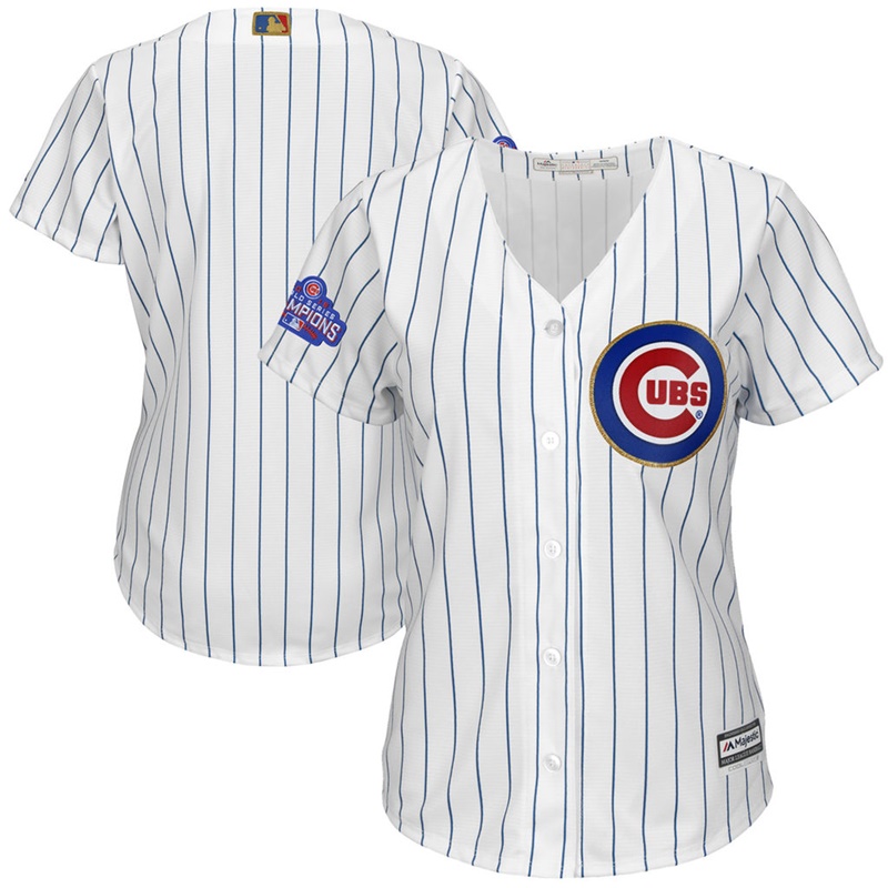 Women Chicago Cubs White Fashion 2017 Gold Program Replica Team Jersey