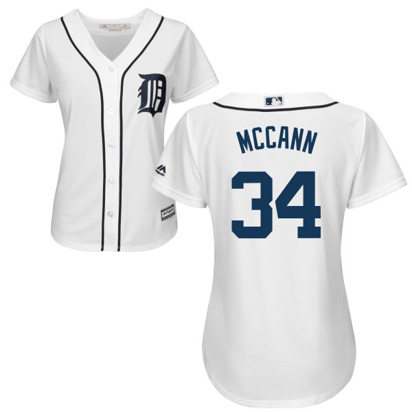 Women's Detroit Tigers James Mccann #34 Majestic White Authentic Cool base Jersey