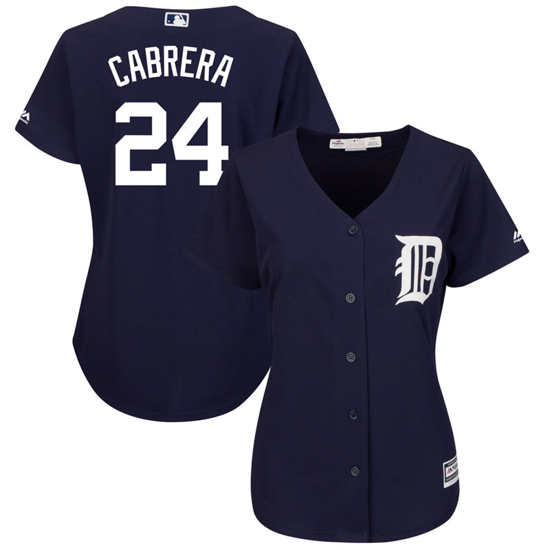 Women Detroit Tigers #24 Miguel Cabrera Fashion Navy Cool Base Jersey