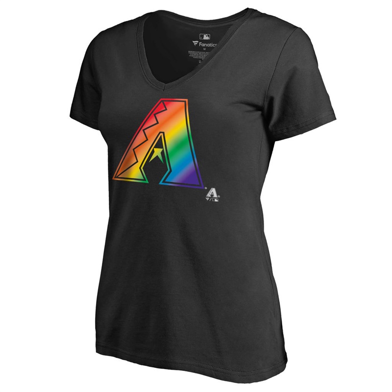 Women Arizona Diamondbacks V-Neck Pride Black T-Shirt