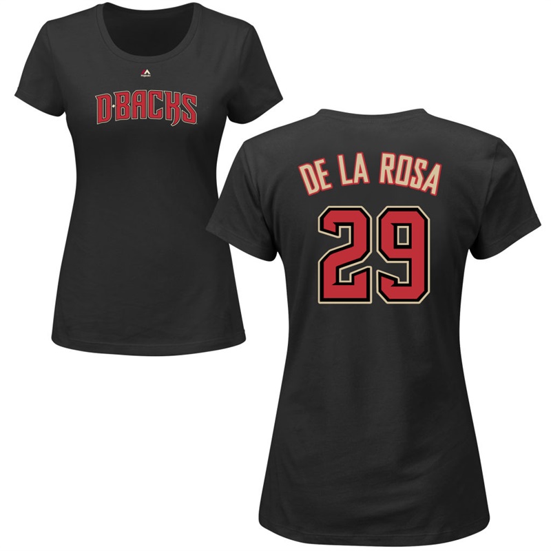 Women Arizona Diamondbacks Jorge De La Rosa Roster #29 Black Name & Number T-Shirt