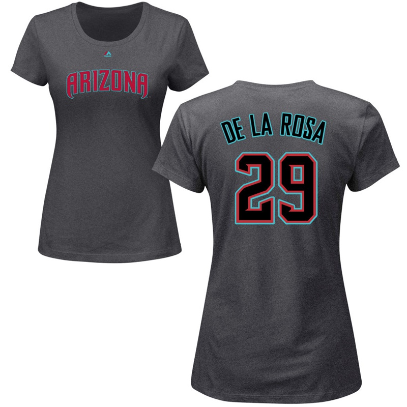 Women Arizona Diamondbacks Jorge De La Rosa Roster #29 Charcoal Name & Number T-Shirt