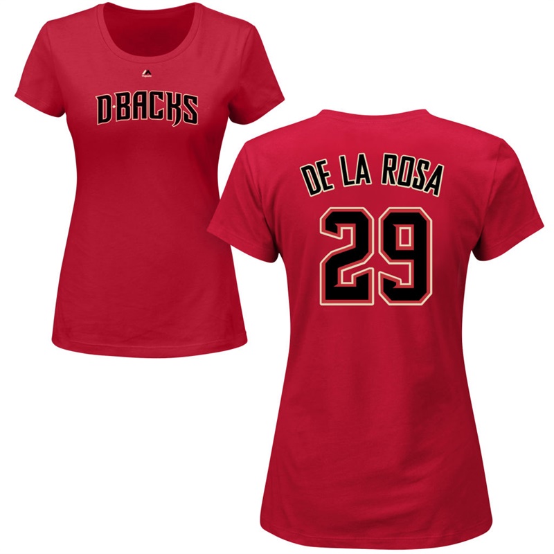 Women Arizona Diamondbacks Jorge De La Rosa Roster #29 Crimson Name & Number T-Shirt