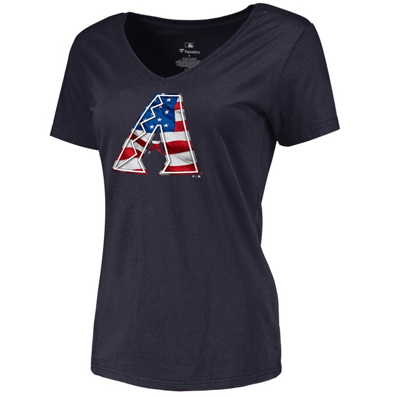 Women Arizona Diamondbacks Slim Fit Banner Wave Navy T-Shirt