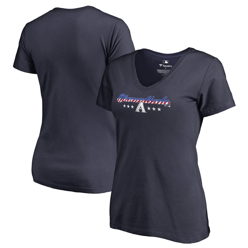 Women Arizona Diamondbacks Navy Spangled Script T-Shirt