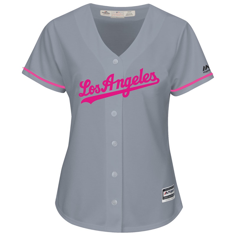 2017 Mother's Day Los Angeles Dodgers Women Gray Cool Base Replica Jersey