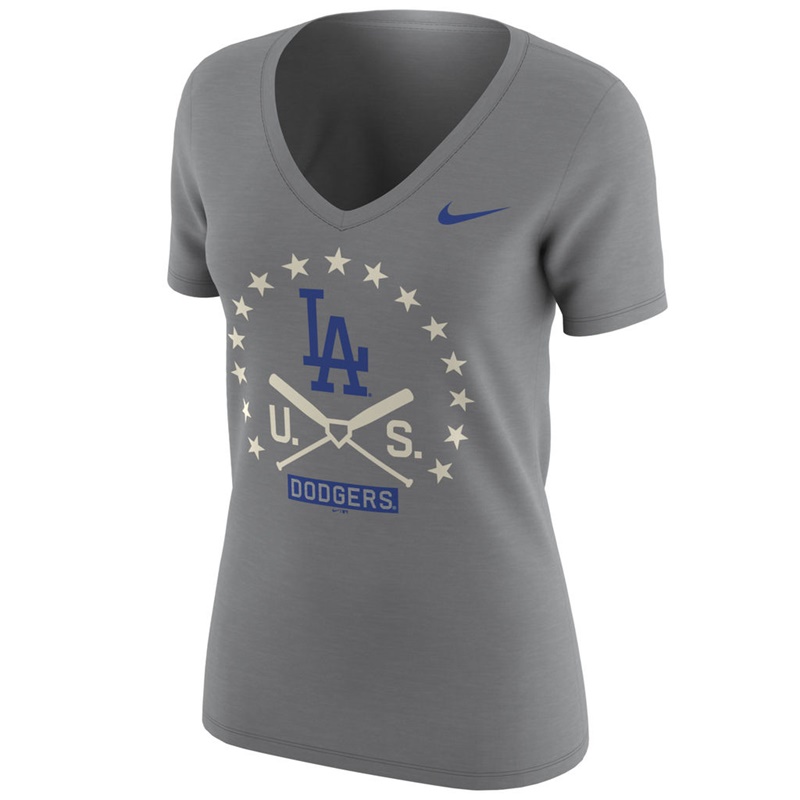 Los Angeles Dodgers Heathered Gray V-Neck Memorial Day T-Shirt -  Women