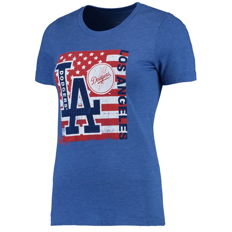 Los Angeles Dodgers Royal Stars & Stripes Flag T-Shirt -  Women