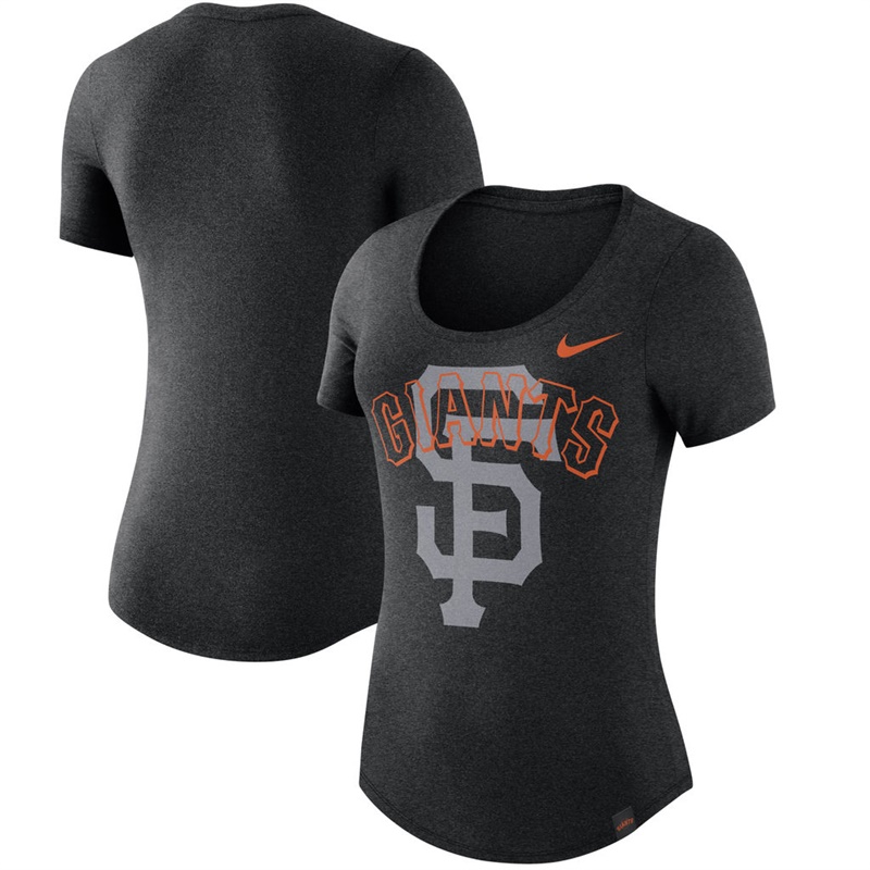 Women San Francisco Giants Burnout Scoop Neck Performance Black T-Shirt