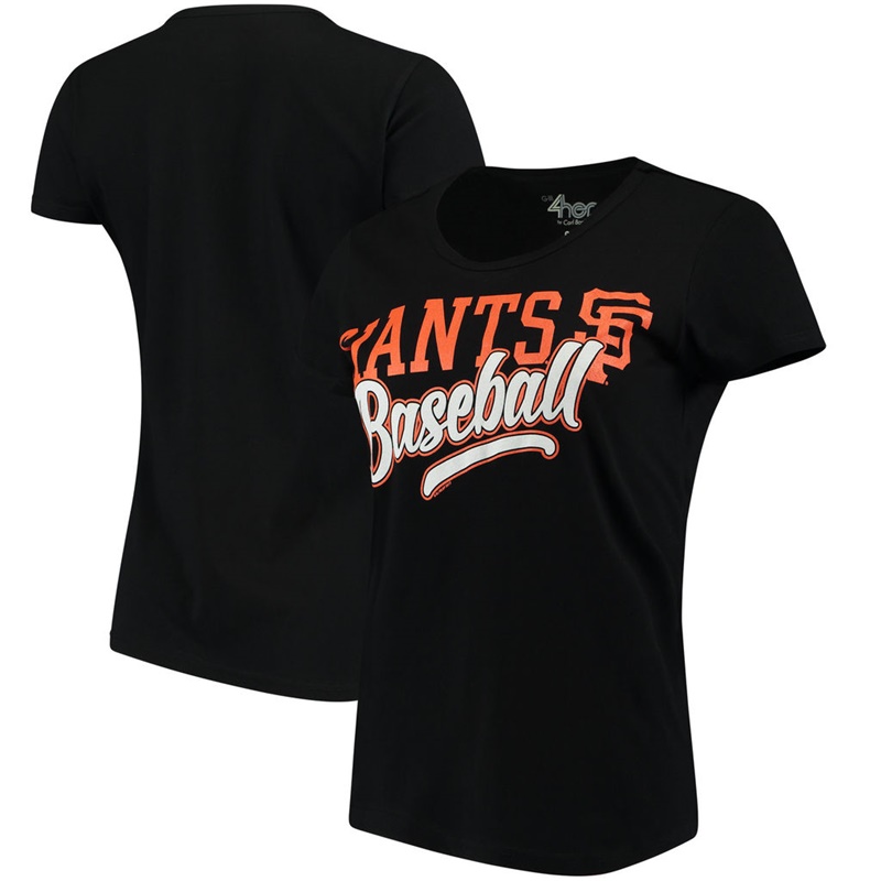 Women San Francisco Giants Endzone Fashion Black T-Shirt