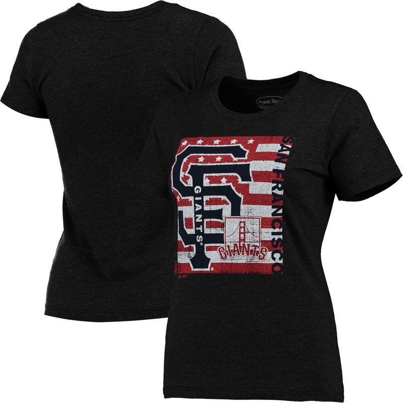 San Francisco Giants Black Stars & Stripes Flag T-Shirt -  Women