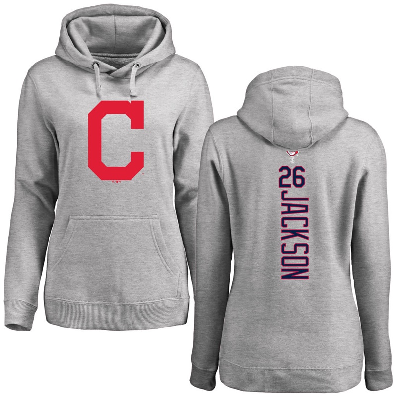 Women Cleveland Indians Austin Jackson Gray Backer Pullover Hoodie