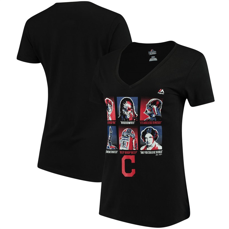 Women Cleveland Indians Main Characters II Black T-Shirt