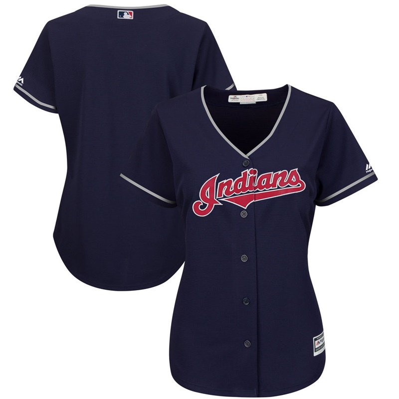 Women Cleveland Indians Navy Replica Alternate Team Jersey