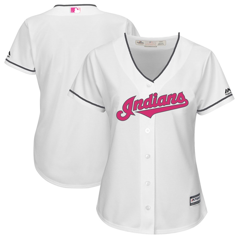 2017 Mother's Day Cleveland Indians Women White Cool Base Replica Jersey