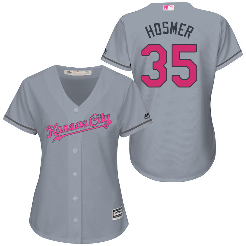 Women's Kansas City Royals #35 Eric Hosmer Gray Road 2016 Mother's Day Cool Base Jersey