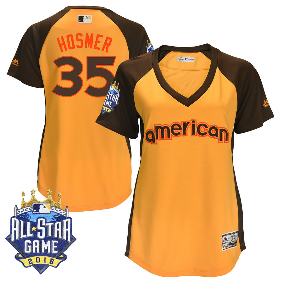 Women's Kansas City Royals Eric Hosmer #35 Yellow 2016 MLB All-Star Game MVP Batting Practice Cool Base Jersey