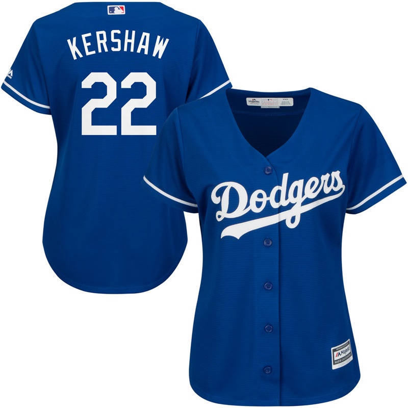 Women Los Angeles Dodgers #22 Clayton Kershaw Alternate Royal Cool Base Jersey