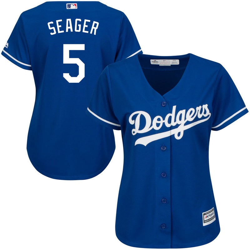 Women Los Angeles Dodgers #5 Corey Seager Alternate Royal Cool Base Jersey