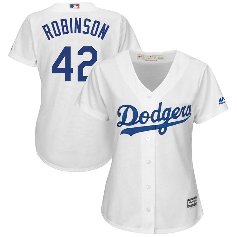 Women Brooklyn Dodgers #42 Jackie Robinson Replica White Cool Base Jersey