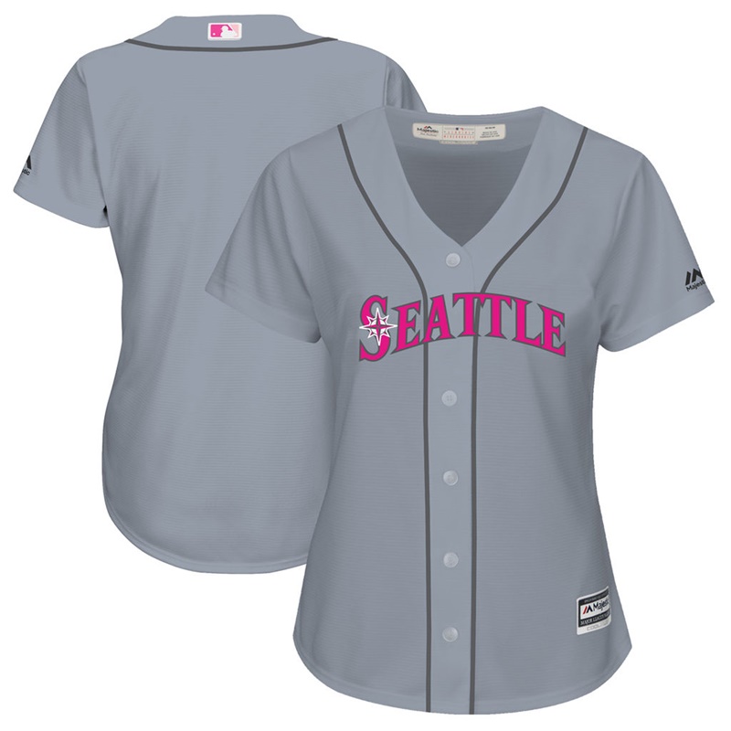 2017 Mother's Day Seattle Mariners Women Gray Cool Base Replica Jersey