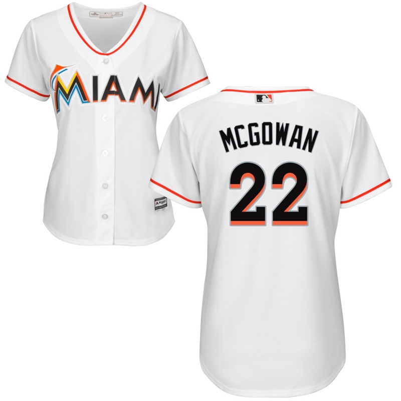 Women Miami Marlins #22 Dustin McGowan Home White Cool Base Jersey