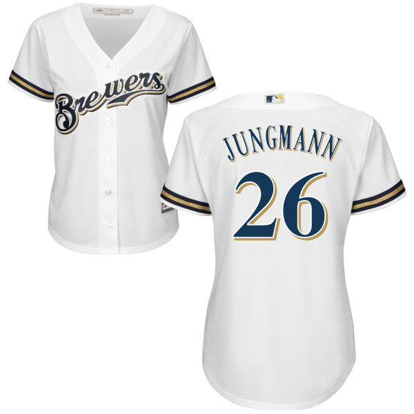 Women's Milwaukee Brewers Taylor Jungmann #26 Majestic White Authentic Cool base Jersey