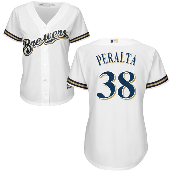 Women's Milwaukee Brewers Wily Peralta #38 Majestic White Authentic Cool base Jersey