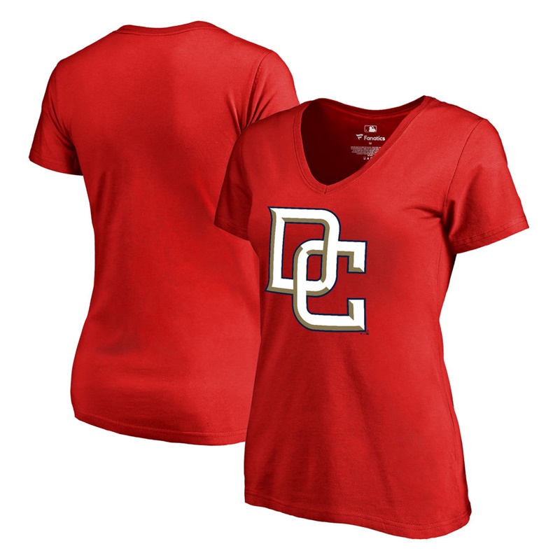 Women Washington Nationals Red Cooperstown Collection Forbes T-Shirt