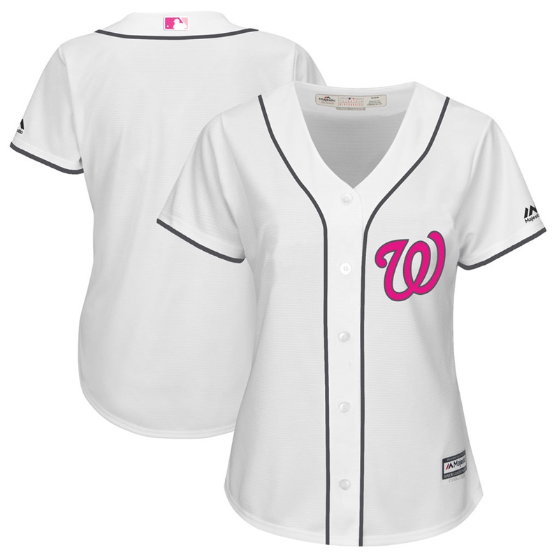 2017 Mother's Day Washington Nationals Women White Cool Base Replica Jersey