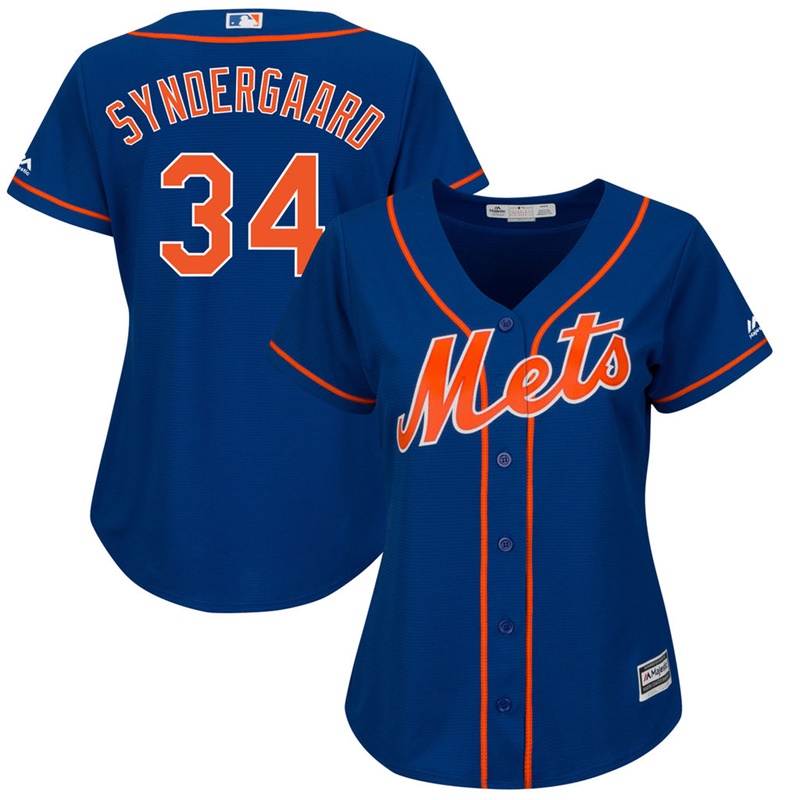 Women New York Mets #34 Noah Syndergaard Alternate Royal Cool Base Jersey