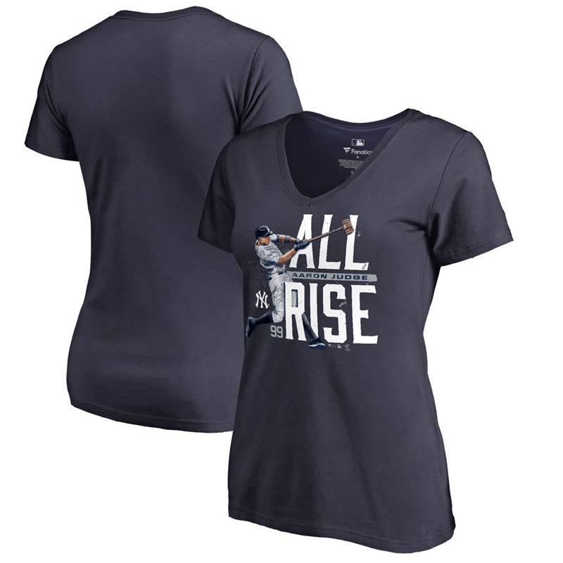 Women New York Yankees Aaron Judge Navy V-Neck Hometown Collection All Day T-Shirt