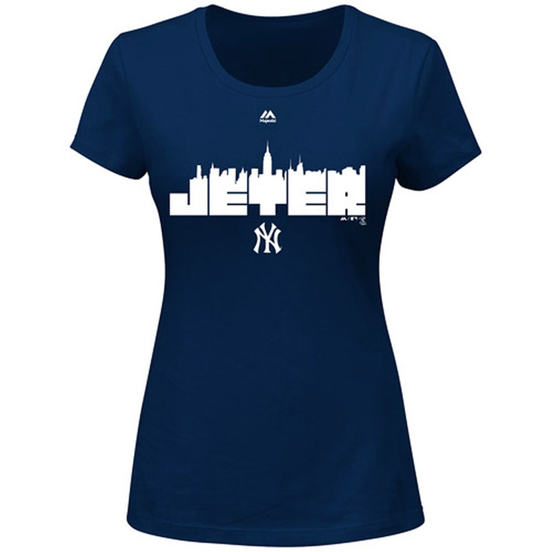 Women New York Yankees Navy Jeter Skyline T-Shirt